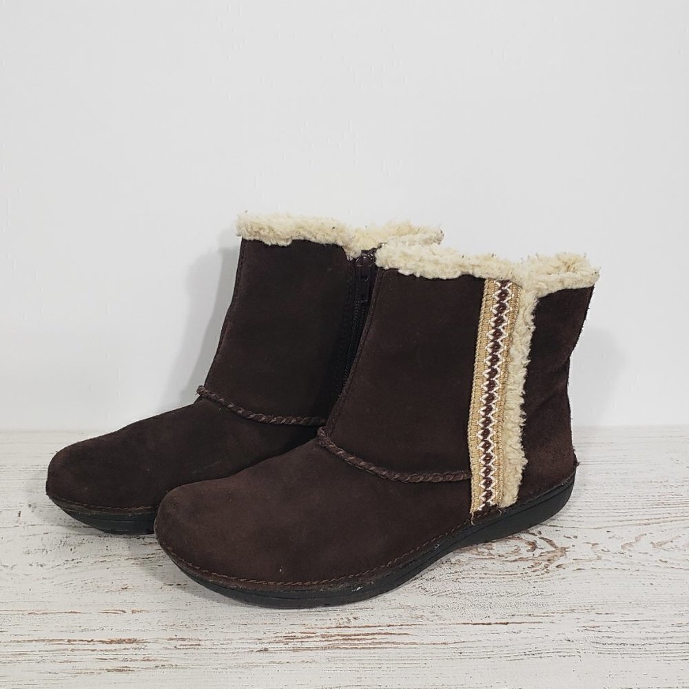 ThomMcan Brown Suede Bootie Women's Size 7.5 Faux Fur Lining